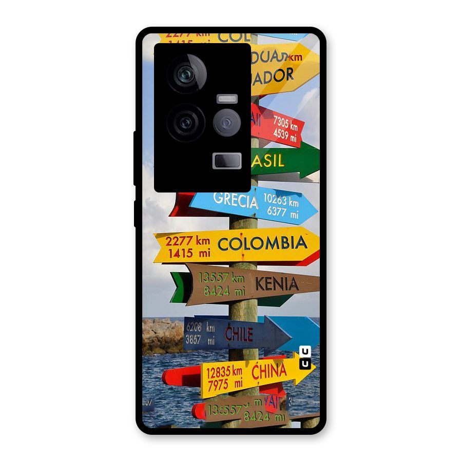 Travel Directions Glass Back Case for Vivo iQOO 11 5G