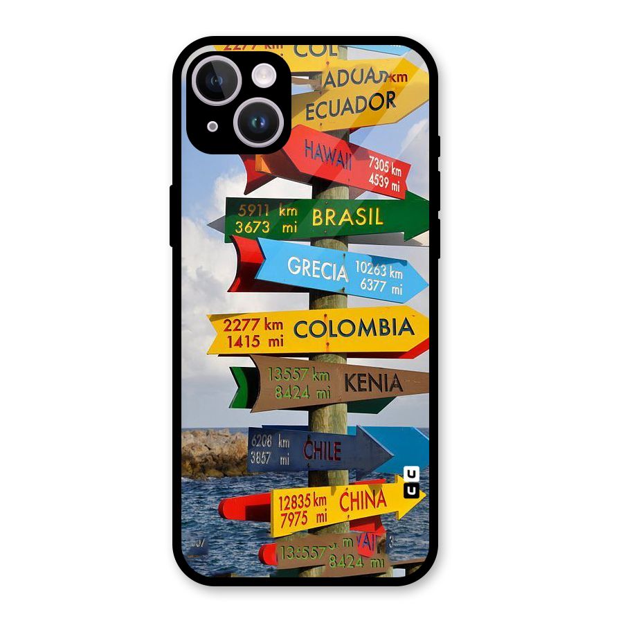 Travel Directions Glass Back Case for iPhone 14 Plus