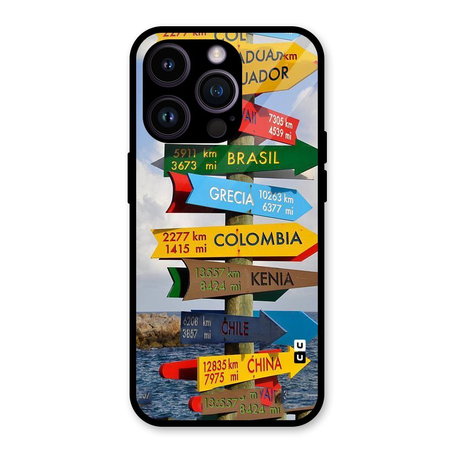 Travel Directions Glass Back Case for iPhone 14 Pro
