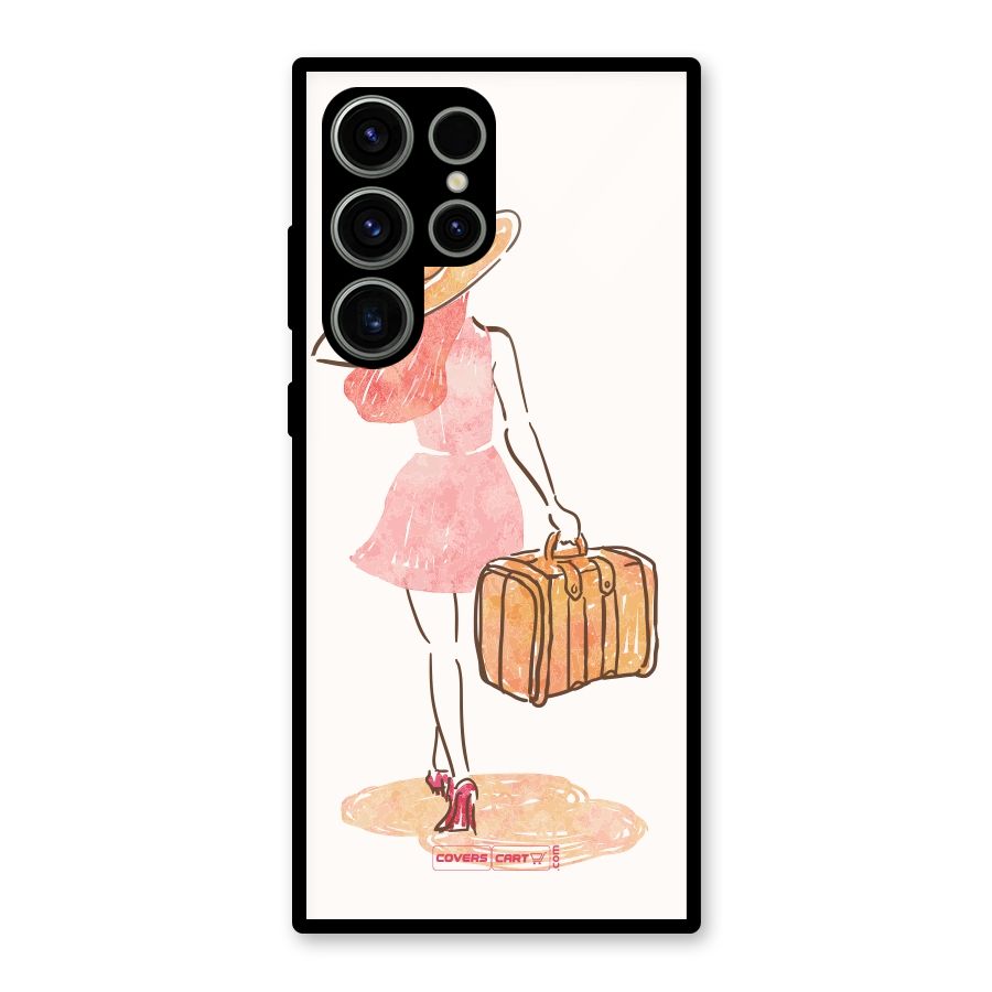 Travel Girl Glass Back Case for Galaxy S23 Ultra