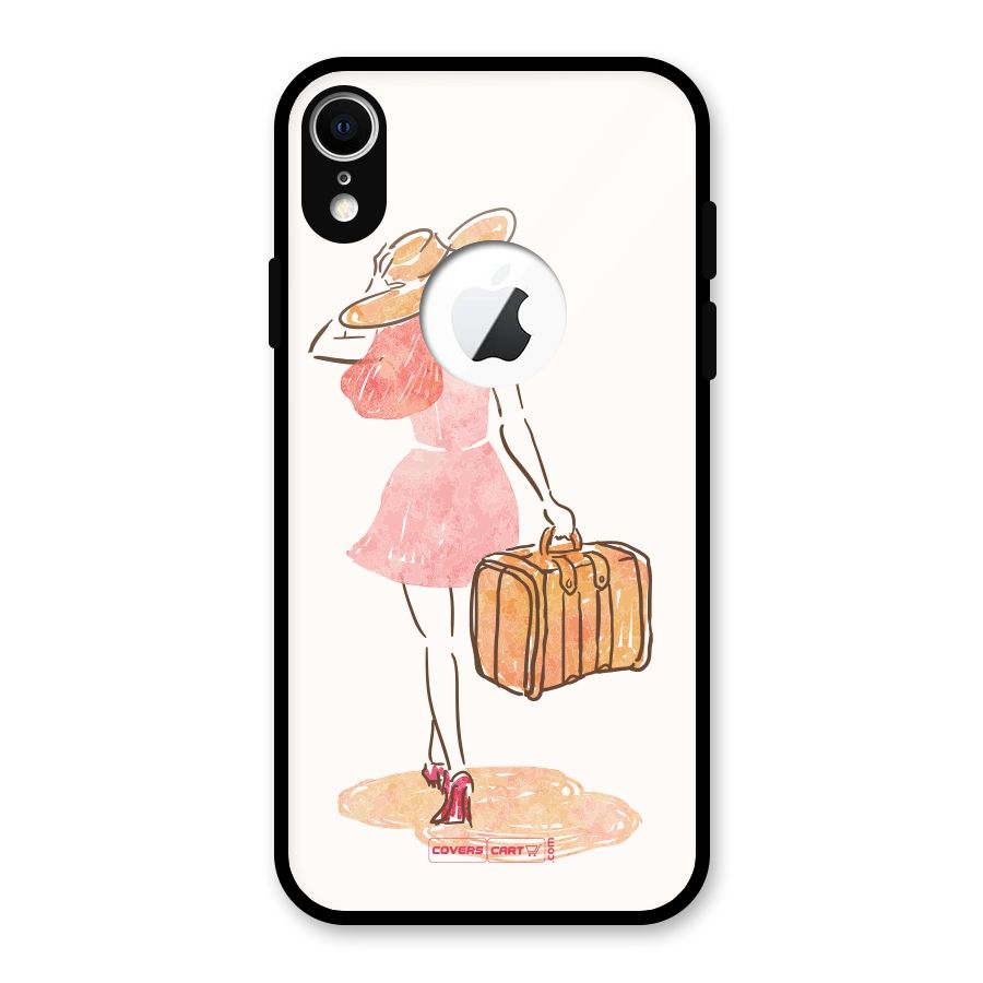 Travel Girl Glass Back Case for iPhone XR Logo Cut