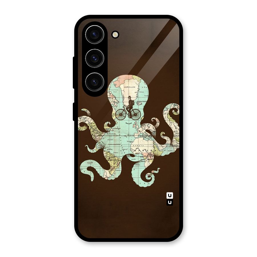 Travel Octopus Glass Back Case for Galaxy S23