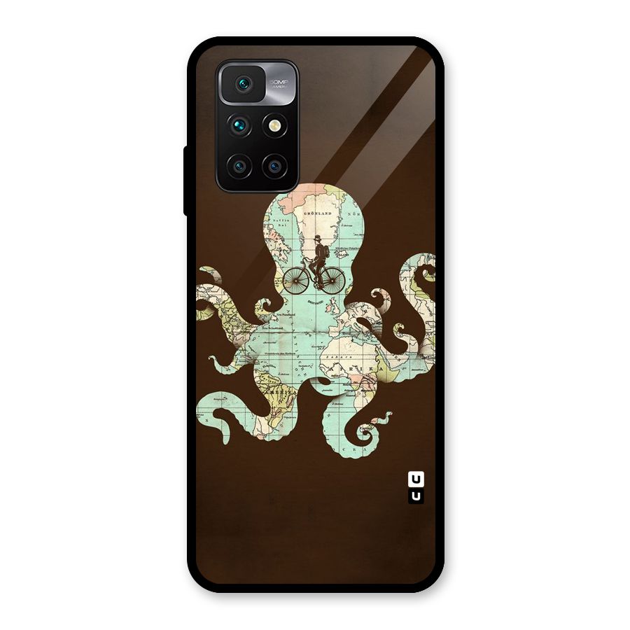 Travel Octopus Glass Back Case for Redmi 10 Prime