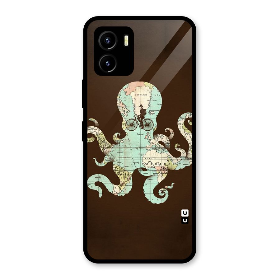 Travel Octopus Glass Back Case for Vivo Y15s