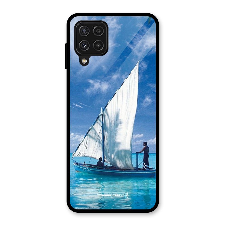 Travel Ship Glass Back Case for Galaxy A22 4G
