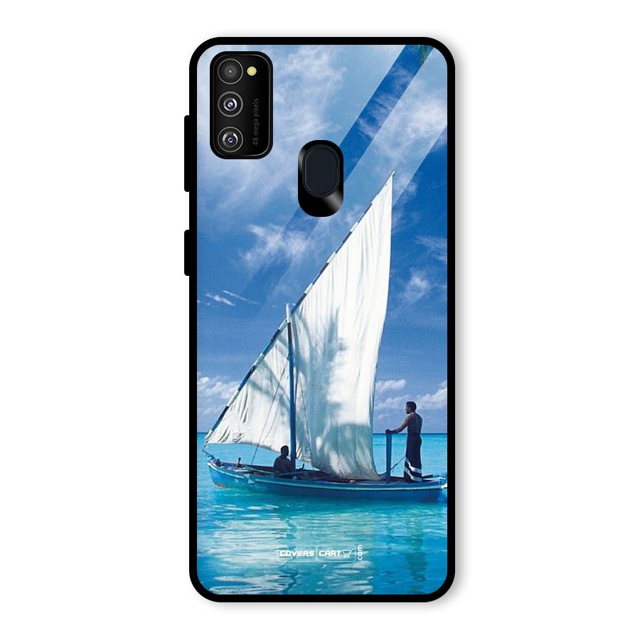 Travel Ship Glass Back Case for Galaxy M30s