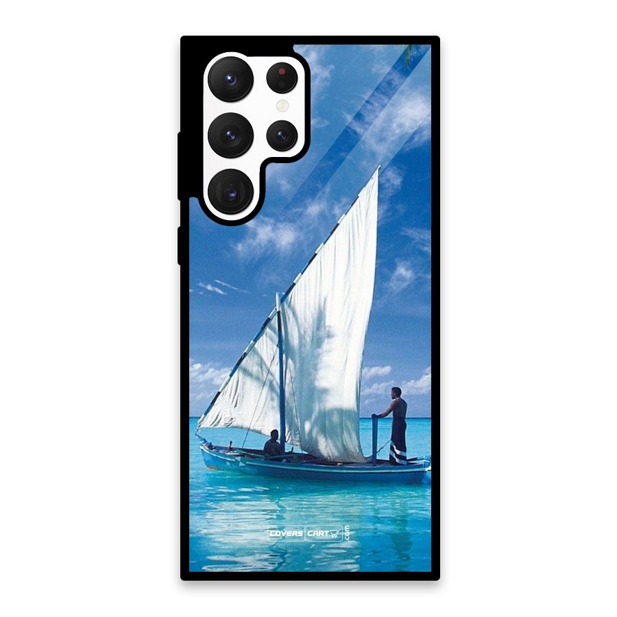 Travel Ship Glass Back Case for Galaxy S22 Ultra 5G