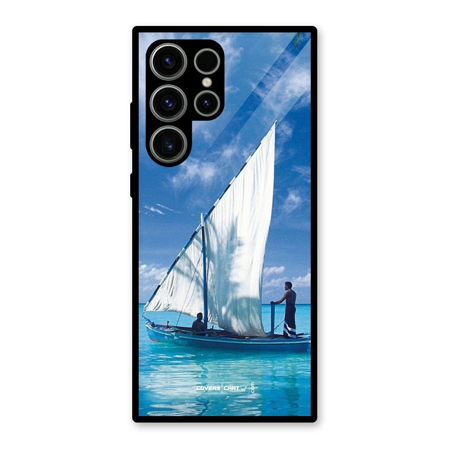 Travel Ship Glass Back Case for Galaxy S23 Ultra