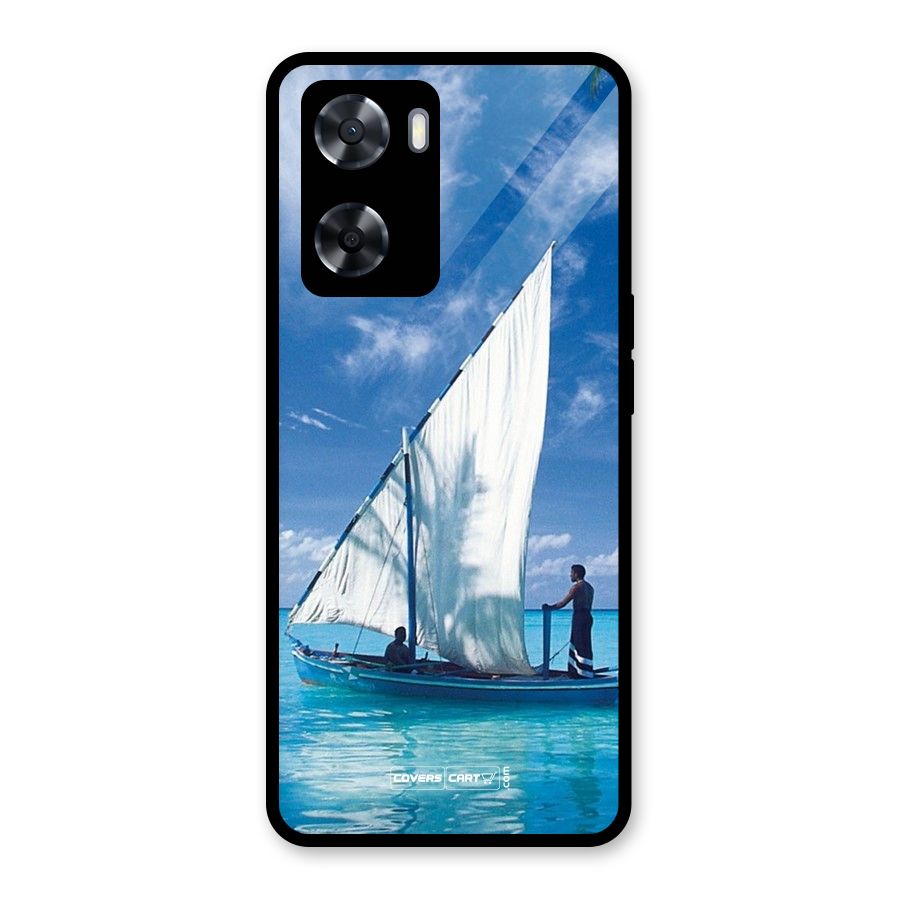 Travel Ship Glass Back Case for Oppo A57 2022
