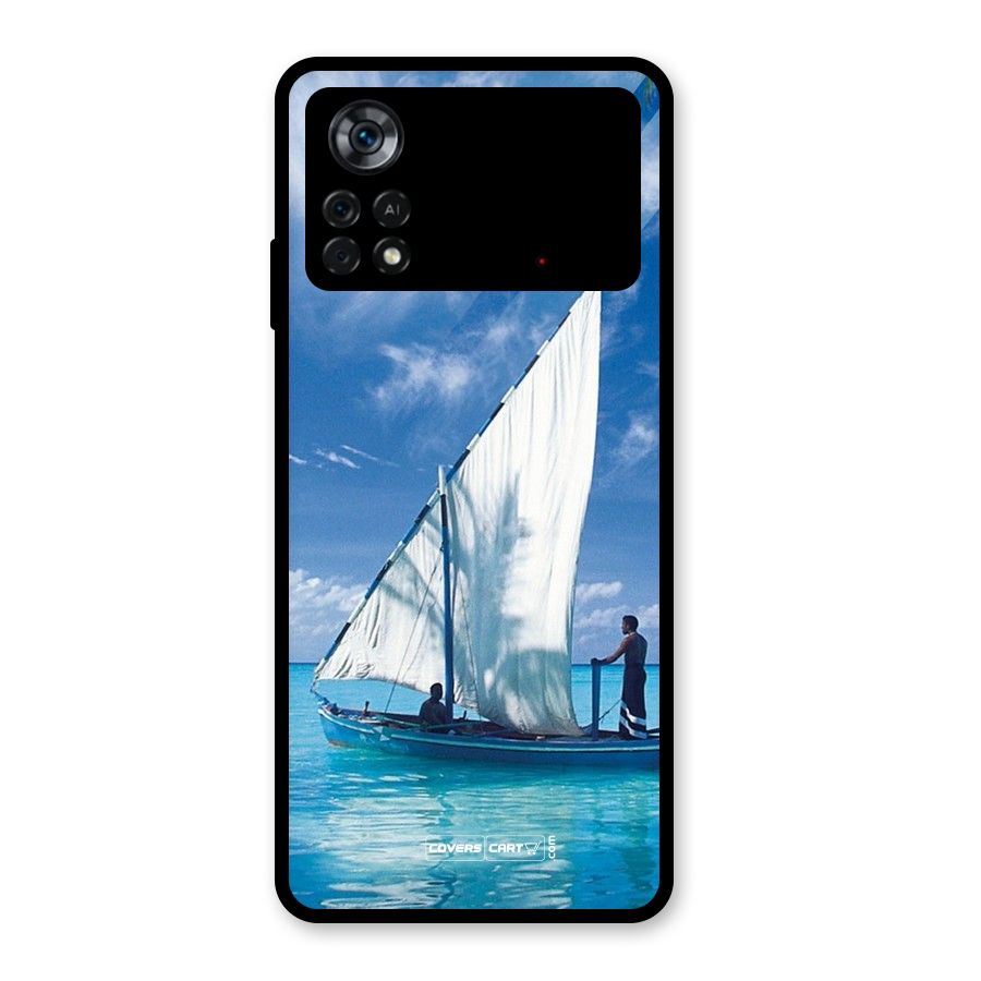 Travel Ship Glass Back Case for Poco X4 Pro 5G