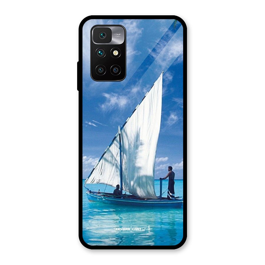 Travel Ship Glass Back Case for Redmi 10 Prime