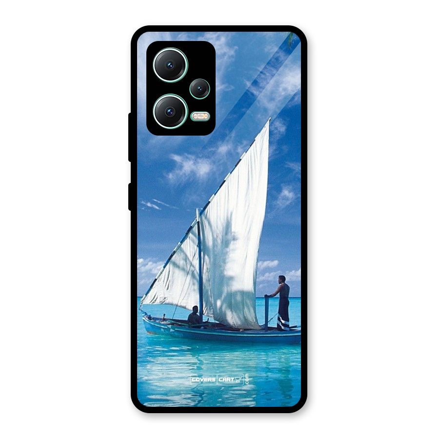 Travel Ship Glass Back Case for Redmi Note 12 5G