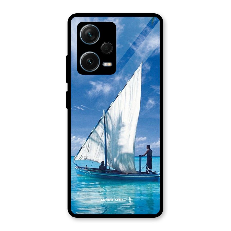 Travel Ship Glass Back Case for Redmi Note 12 Pro Plus 5G