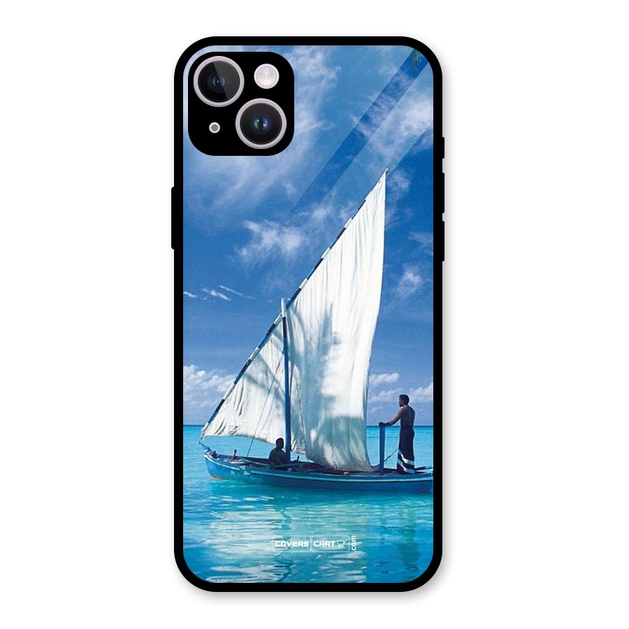 Travel Ship Glass Back Case for iPhone 14 Plus