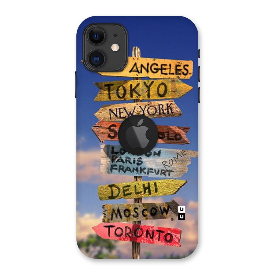 Travel Signs Back Case for iPhone 11 Logo Cut