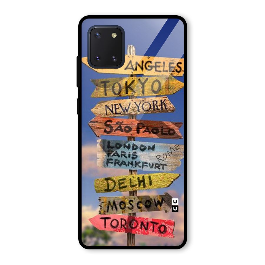 Travel Signs Glass Back Case for Galaxy Note 10 Lite