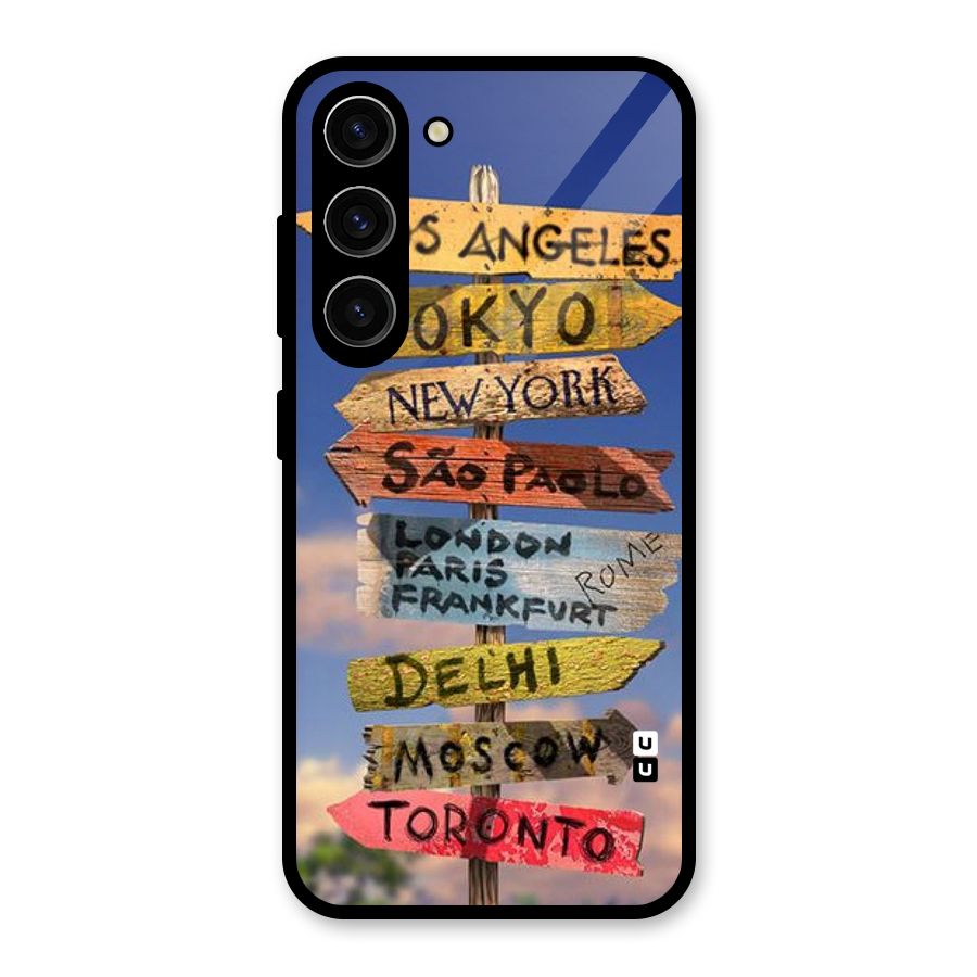 Travel Signs Glass Back Case for Galaxy S23