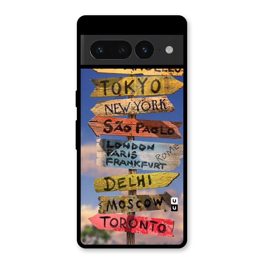 Travel Signs Glass Back Case for Google Pixel 7 Pro