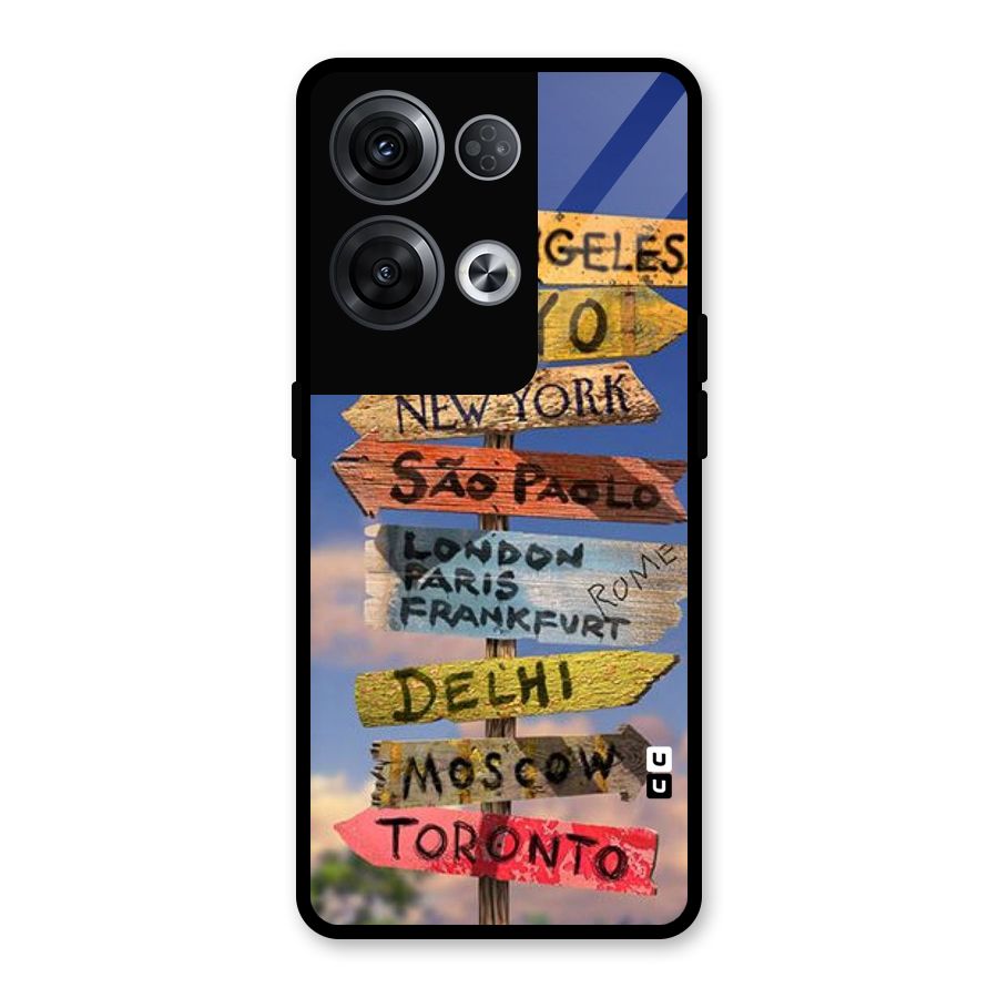 Travel Signs Glass Back Case for Oppo Reno8 Pro 5G