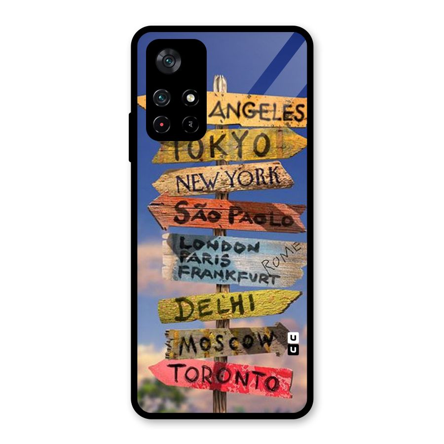 Travel Signs Glass Back Case for Poco M4 Pro 5G
