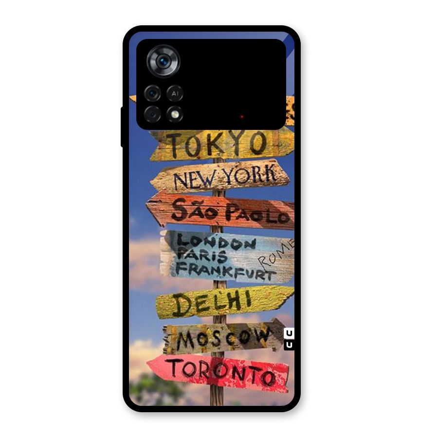 Travel Signs Glass Back Case for Poco X4 Pro 5G