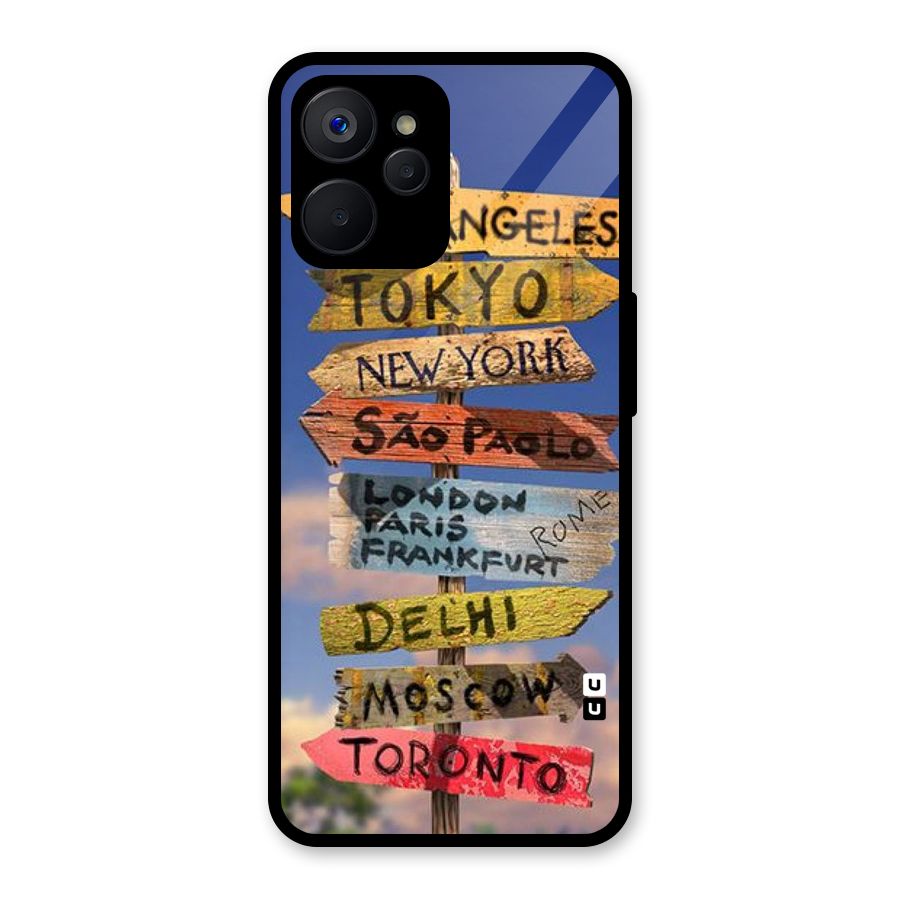 Travel Signs Glass Back Case for Realme 9i 5G