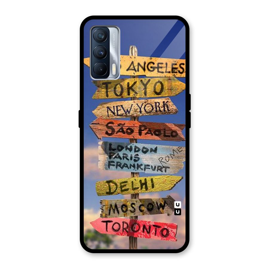 Travel Signs Glass Back Case for Realme X7