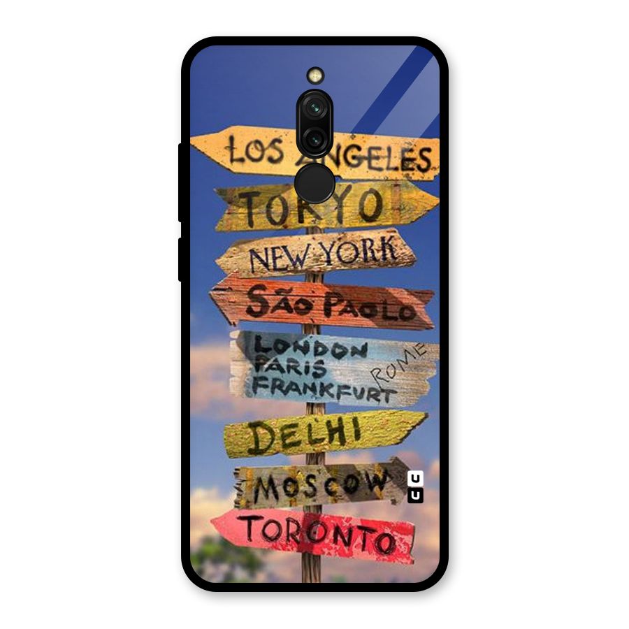 Travel Signs Glass Back Case for Redmi 8