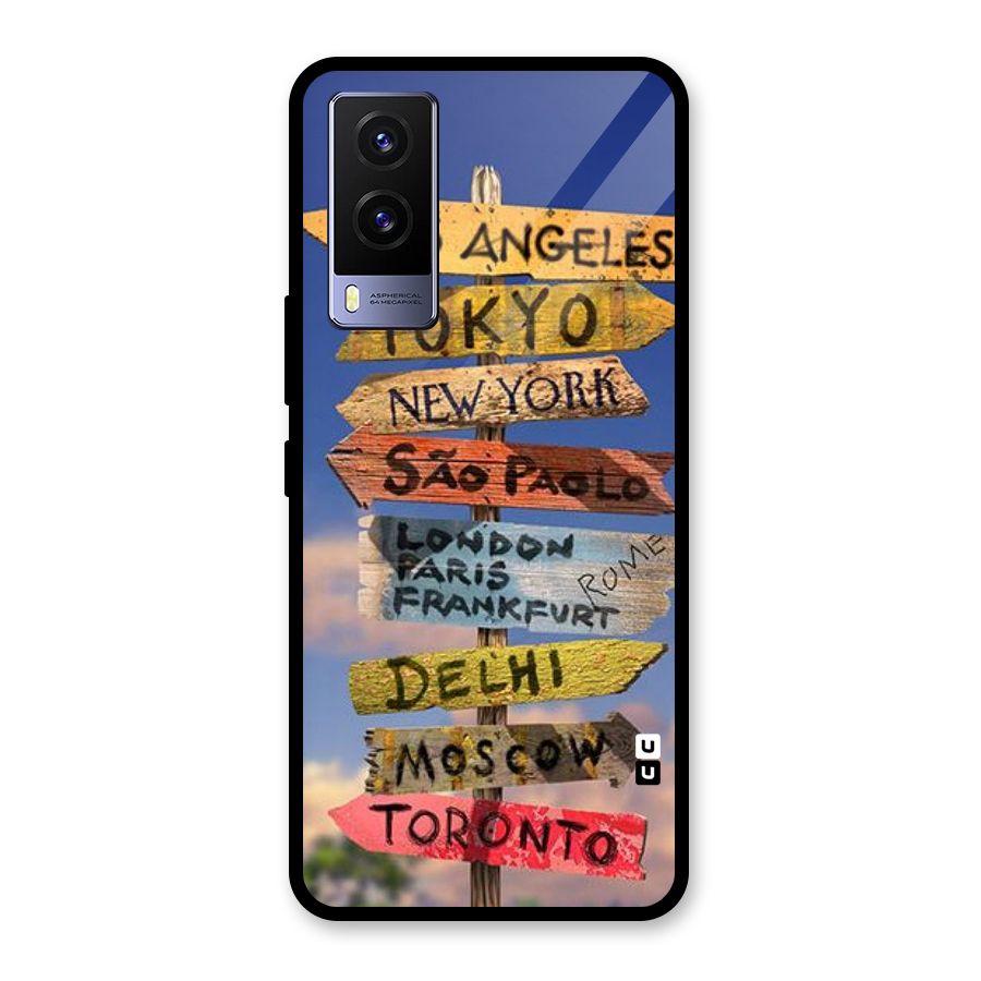 Travel Signs Glass Back Case for Vivo V21e 5G