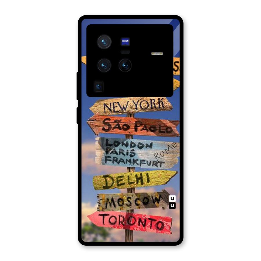 Travel Signs Glass Back Case for Vivo X80 Pro