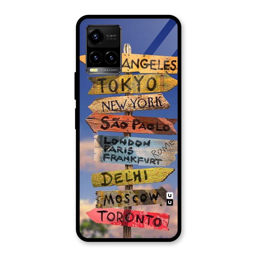Travel Signs Glass Back Case for Vivo Y21T
