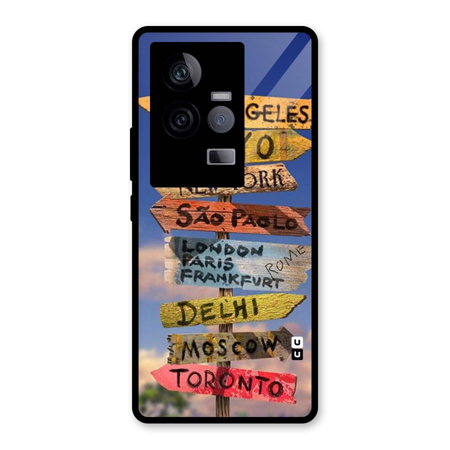 Travel Signs Glass Back Case for Vivo iQOO 11 5G
