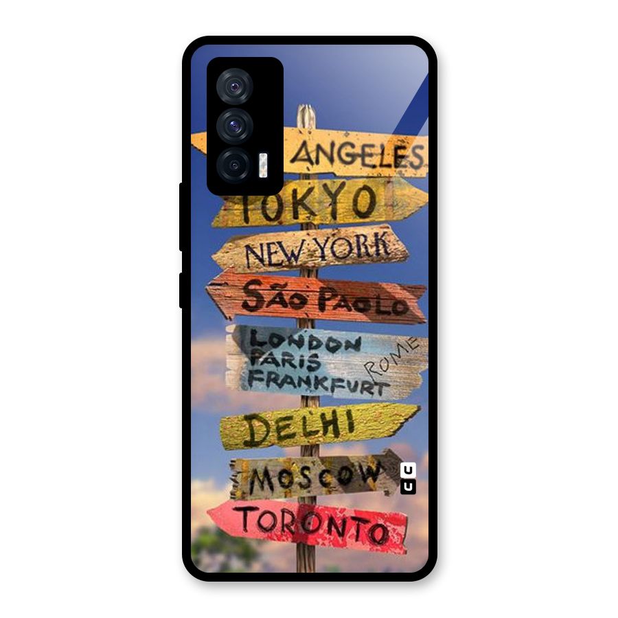 Travel Signs Glass Back Case for Vivo iQOO 7 5G