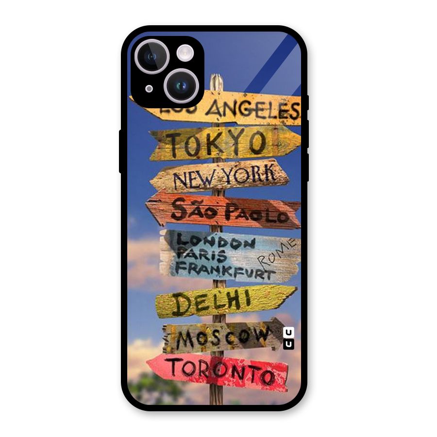 Travel Signs Glass Back Case for iPhone 14 Plus