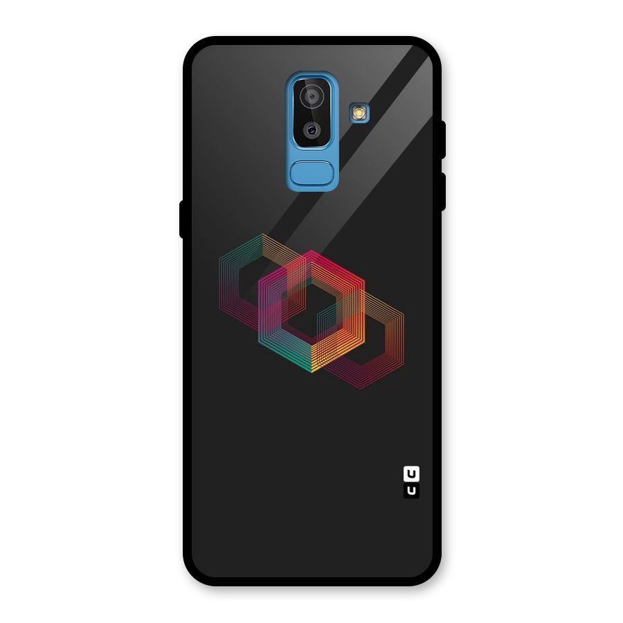 Tri-hexa Colours Glass Back Case for Galaxy J8