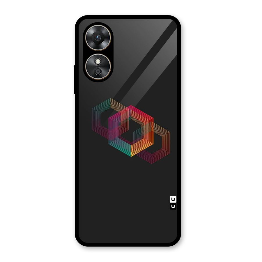 Tri-hexa Colours Glass Back Case for Oppo A17