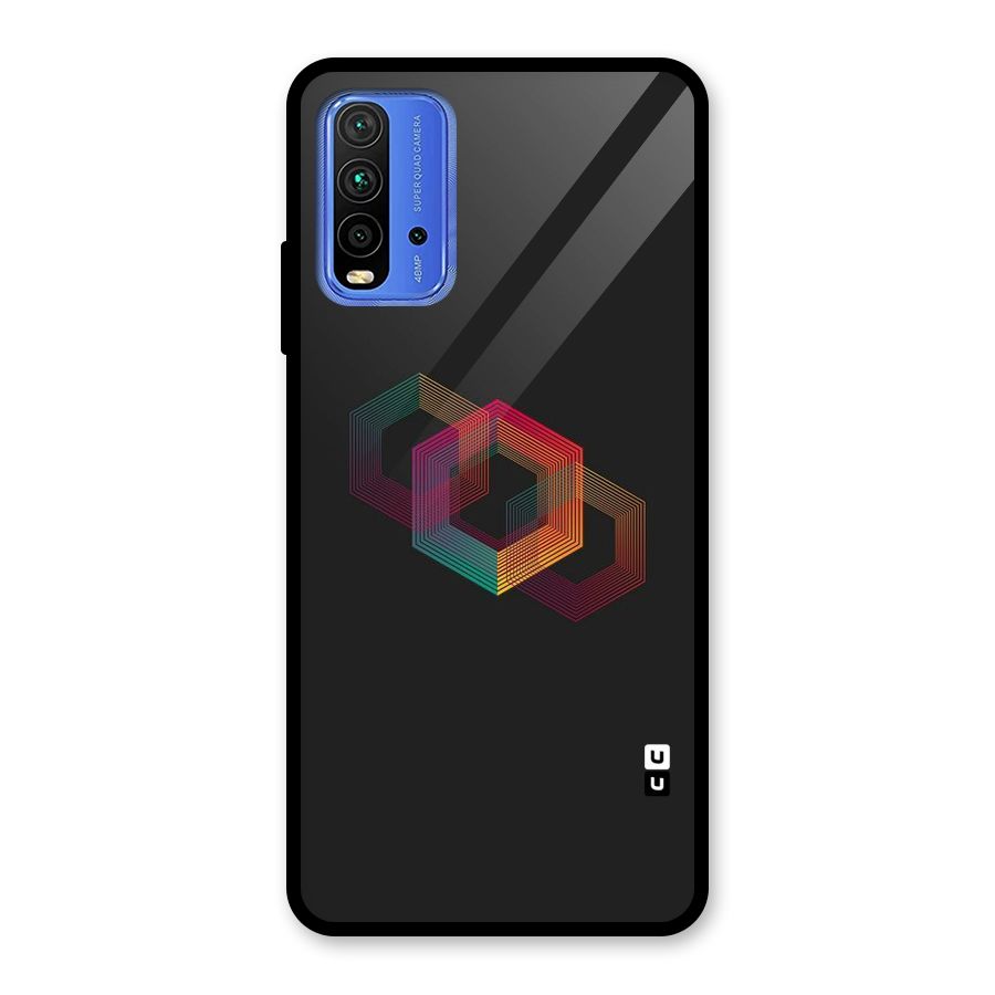 Tri-hexa Colours Glass Back Case for Redmi 9 Power