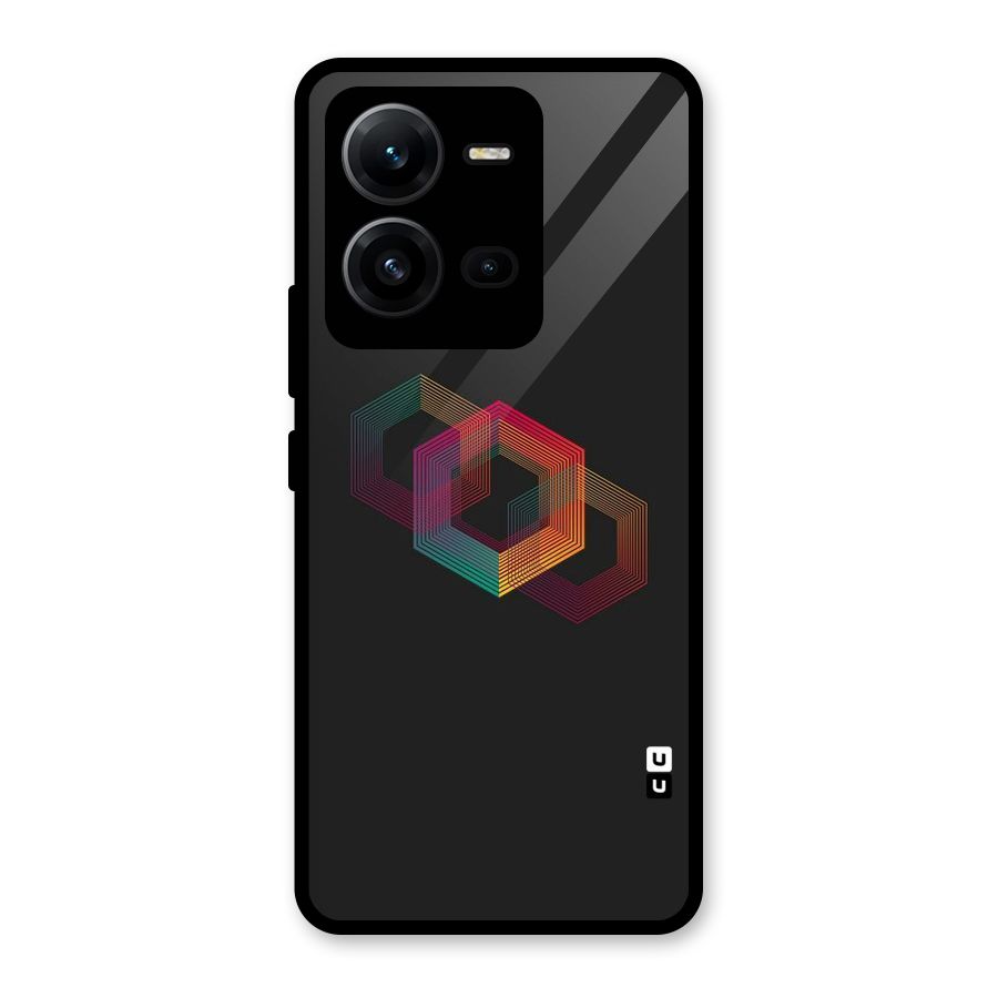 Tri-hexa Colours Glass Back Case for Vivo V25