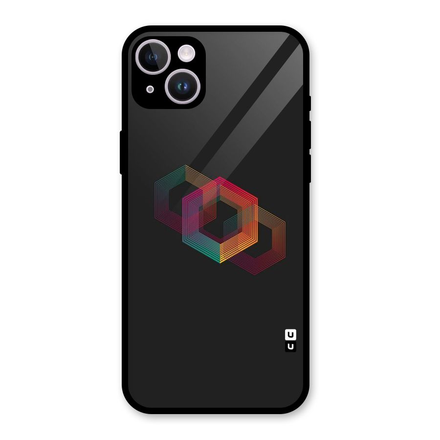 Tri-hexa Colours Glass Back Case for iPhone 14 Plus