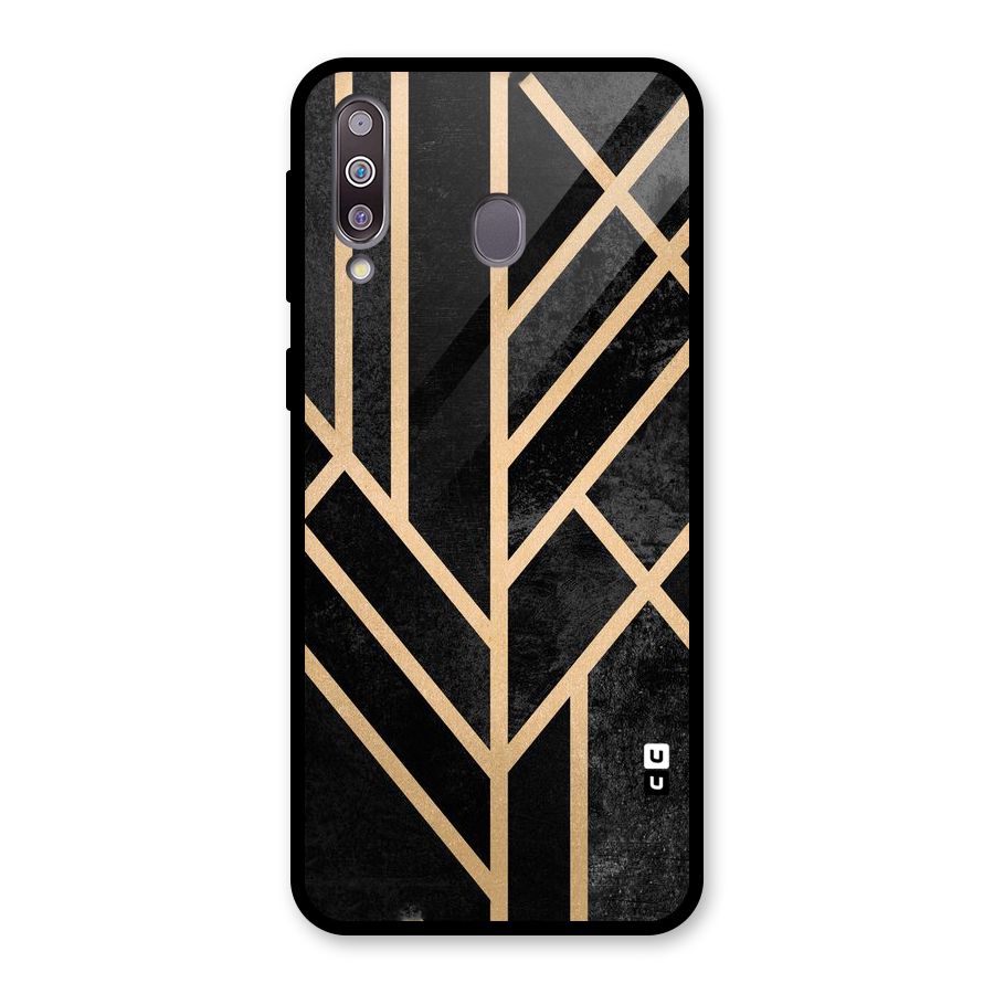 Tri Lines Gold Glass Back Case for Galaxy M30