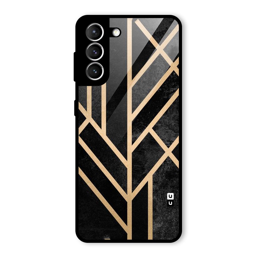 Tri Lines Gold Glass Back Case for Galaxy S21 5G