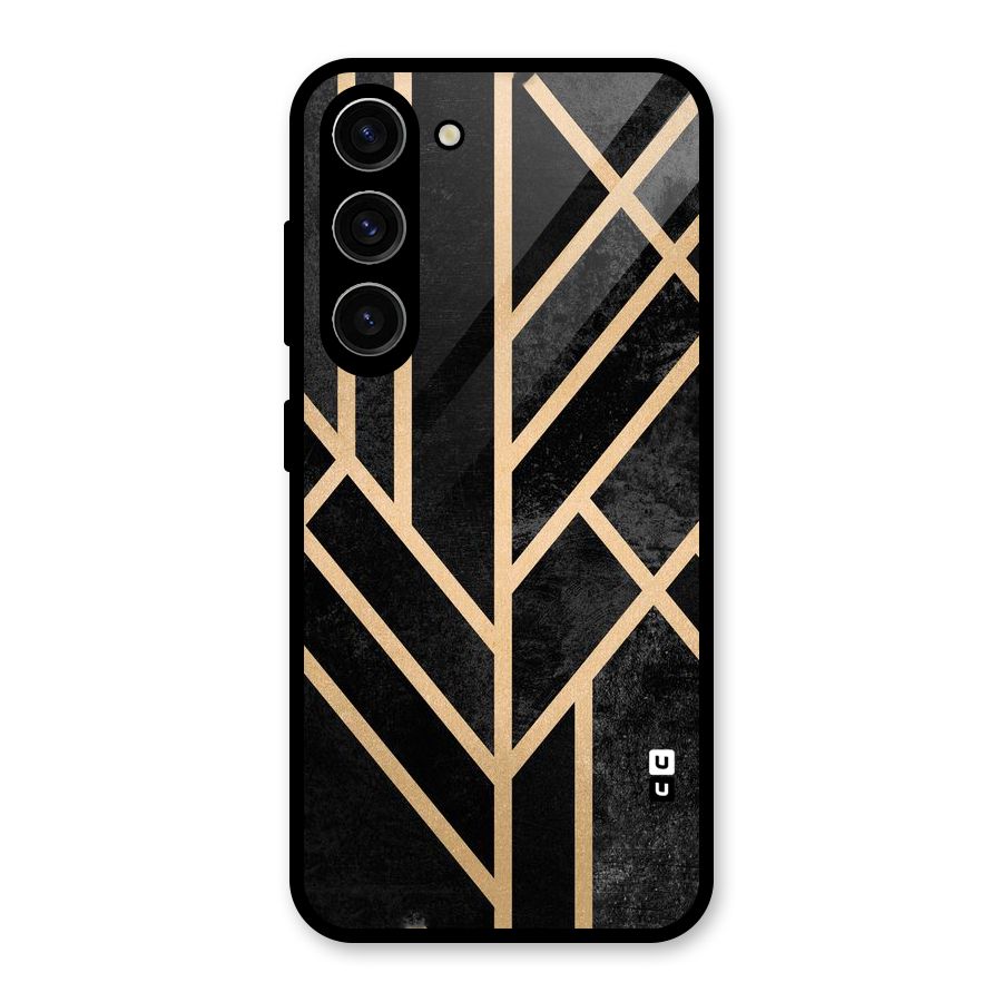 Tri Lines Gold Glass Back Case for Galaxy S23