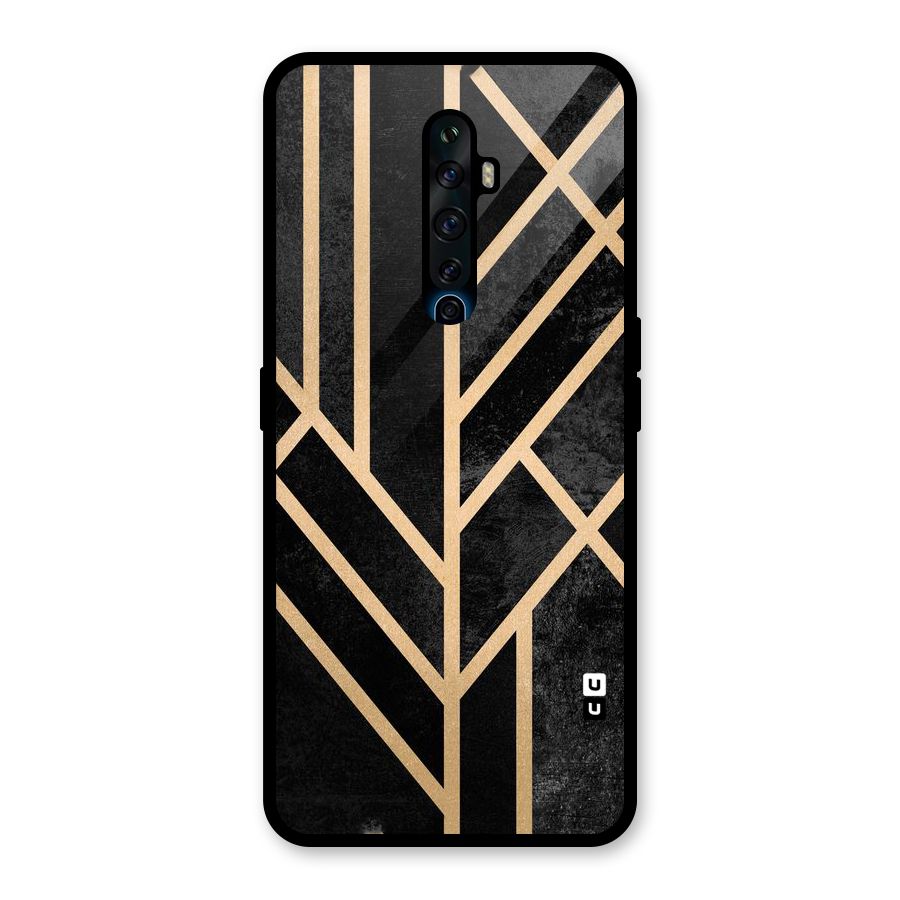 Tri Lines Gold Glass Back Case for Oppo Reno2 F