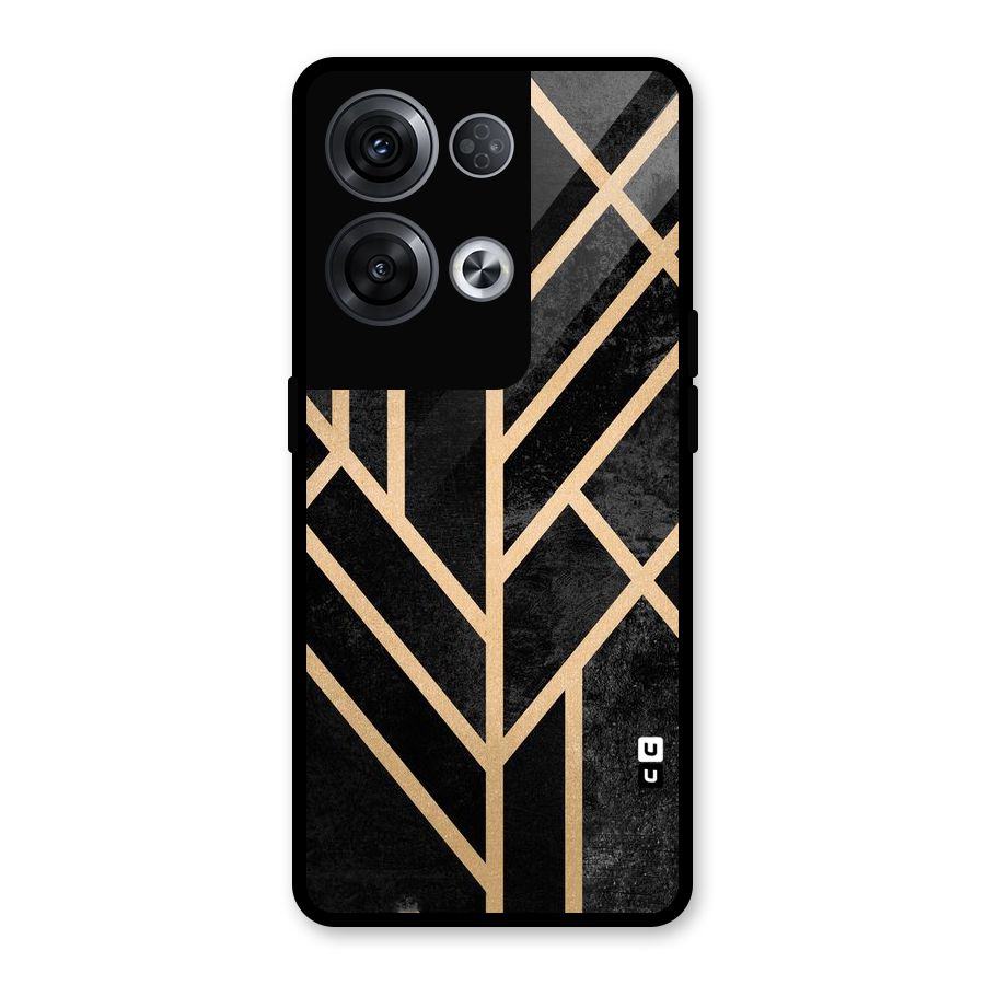 Tri Lines Gold Glass Back Case for Oppo Reno8 Pro 5G