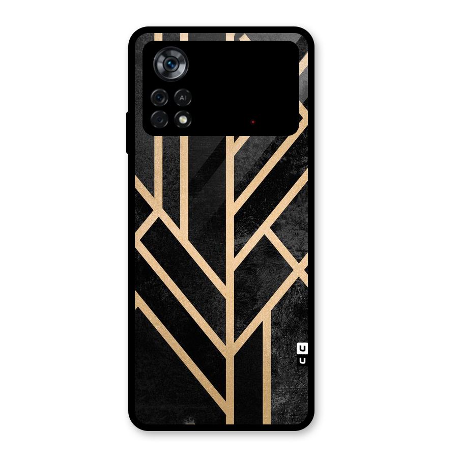 Tri Lines Gold Glass Back Case for Poco X4 Pro 5G
