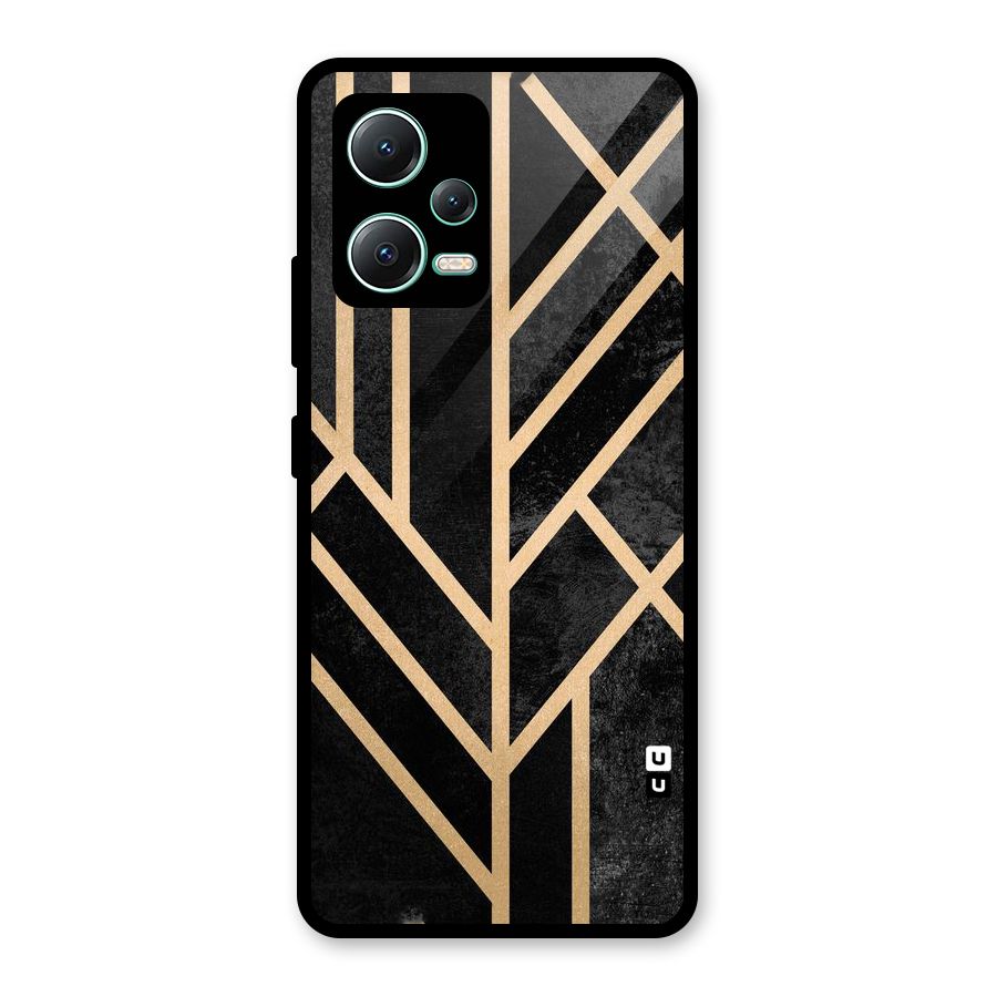 Tri Lines Gold Glass Back Case for Redmi Note 12 5G