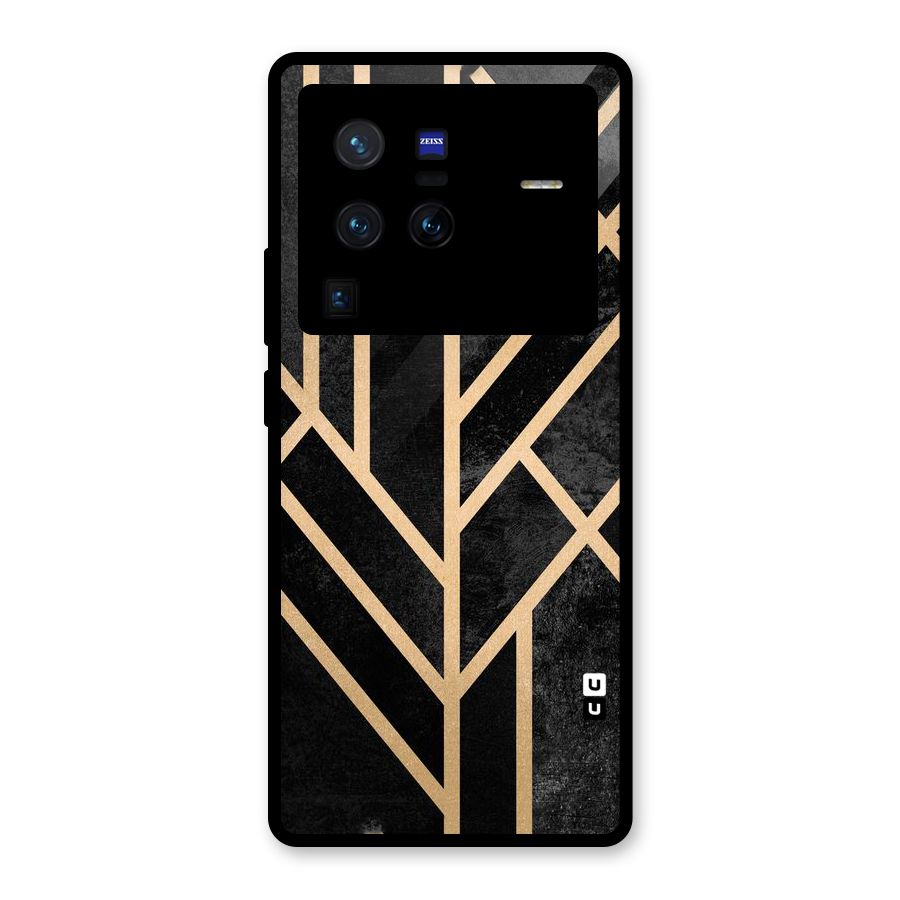 Tri Lines Gold Glass Back Case for Vivo X80 Pro