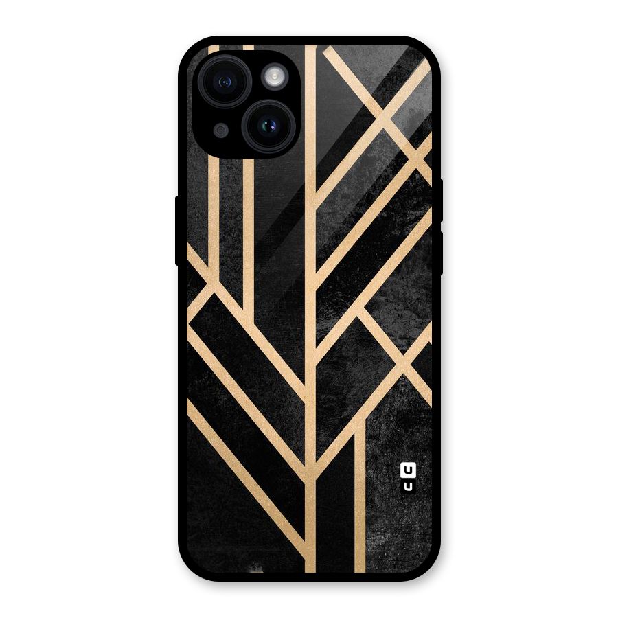 Tri Lines Gold Glass Back Case for iPhone 14