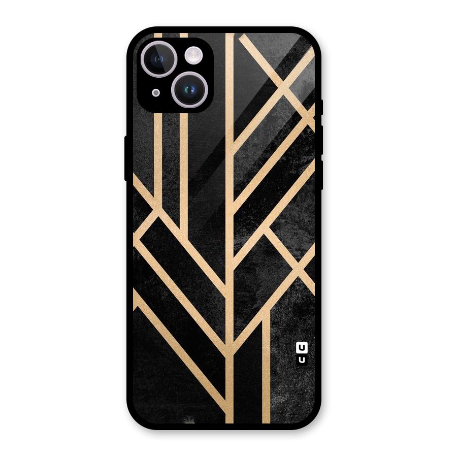 Tri Lines Gold Glass Back Case for iPhone 14 Plus