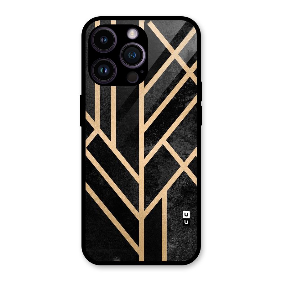 Tri Lines Gold Glass Back Case for iPhone 14 Pro Max